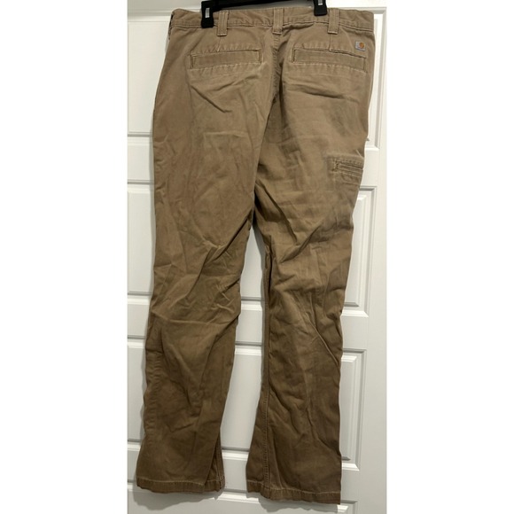 Carhartt Pants Mens 34x32 Relaxed Fit Beige Khaki Cotton Chino Workwear 5 pocket - Picture 3 of 7